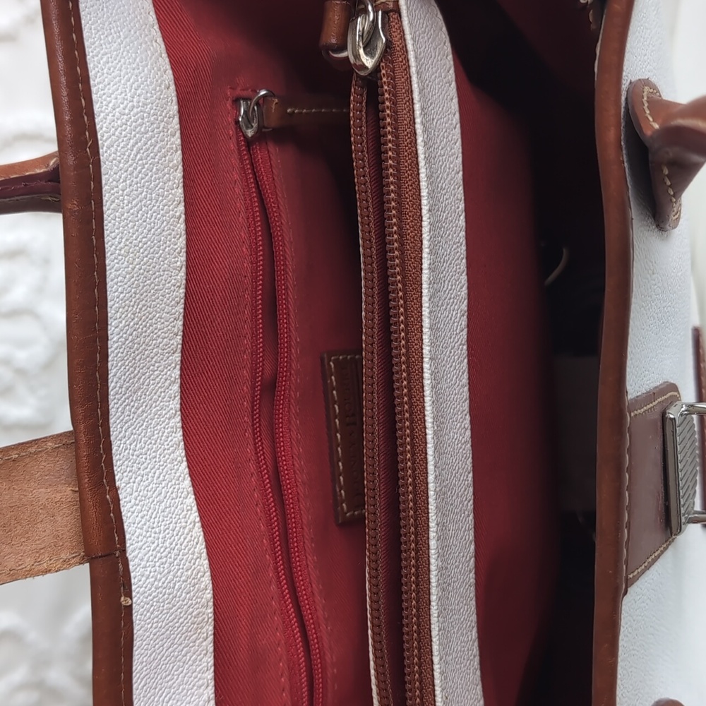 Dooney & Bourke Archives-Pebble Leather Tuck Lock Tote-White/British Tan NEW - Picture 14 of 15